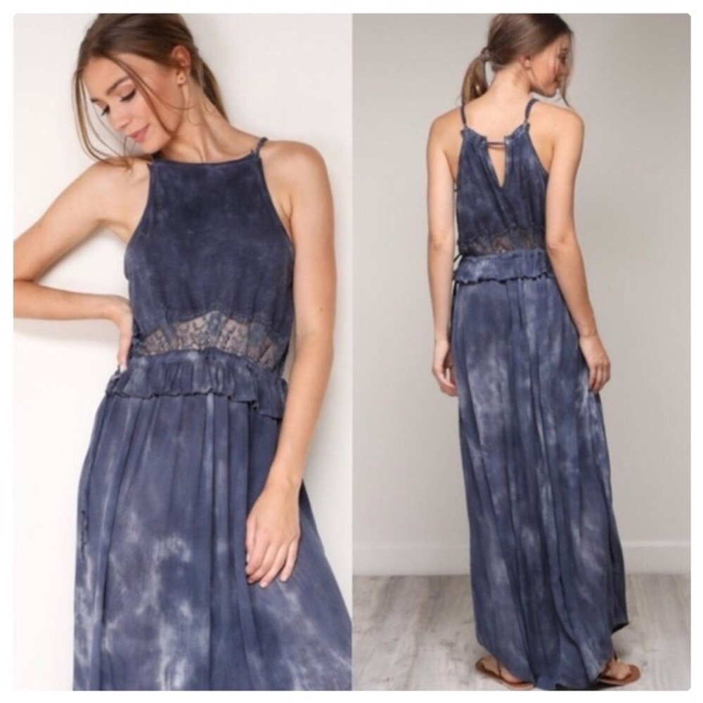 Bohemian Mineral Washed Tie Dye & Lace Maxi - Picture 7 of 8